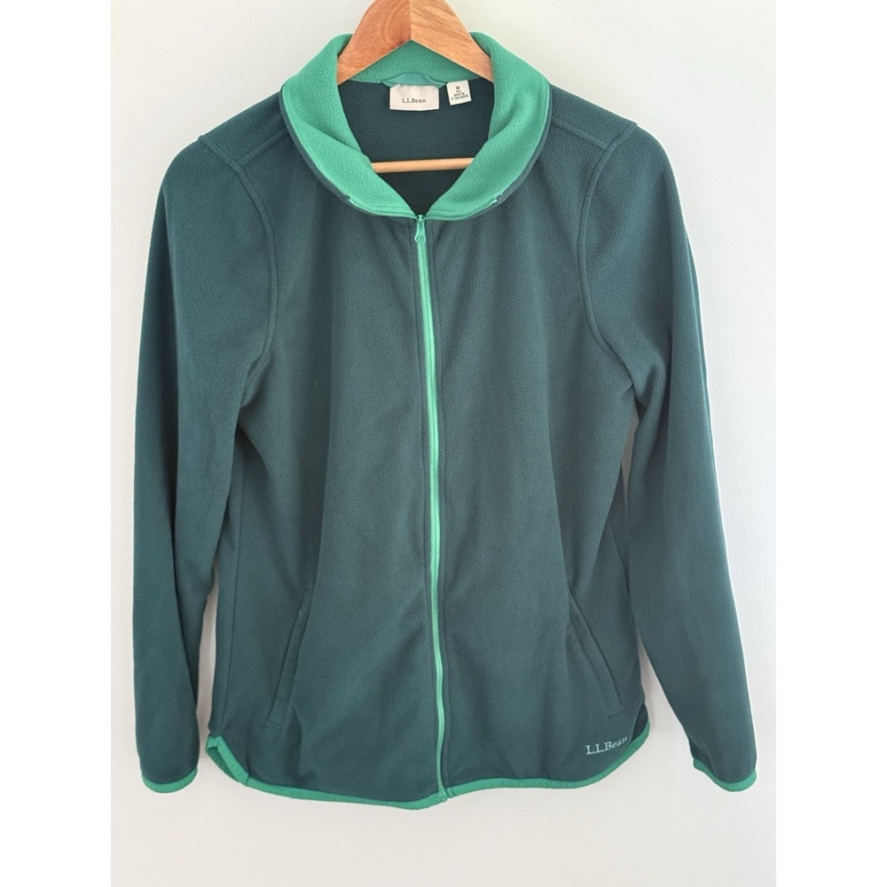 Vintage 90's LL‎ BEAN Fleece Jacket Womens Med Signature Spell Out.